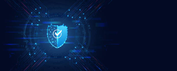 Vector illustration of a data security services. Data protection, privacy, and internet security concept. Cyber security for business and internet project.